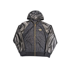 Versace Black Windbreak Bomber Leather Jacket Size Large